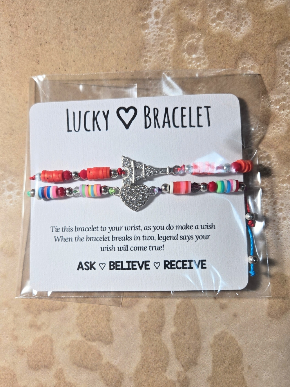 Lucky Bracelet Set with Eiffel Tower & Heart Charms - Love Paris